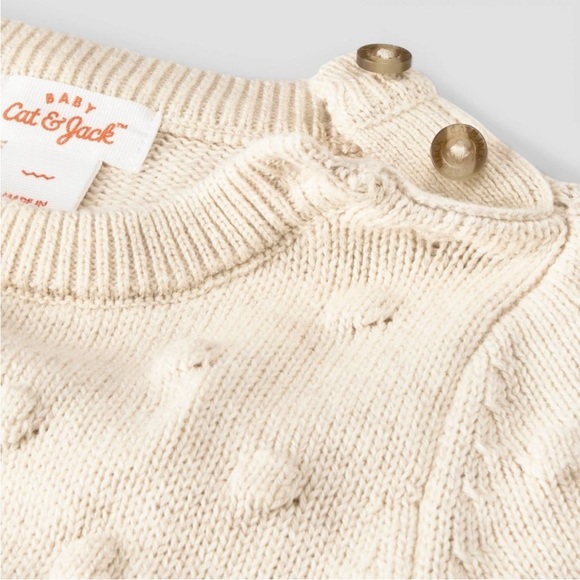 NWT✨ Baby Girls' Bobble Sweater Romper - Cat &
Jack™ Oatmeal 6-9M - Picture 3 of 4